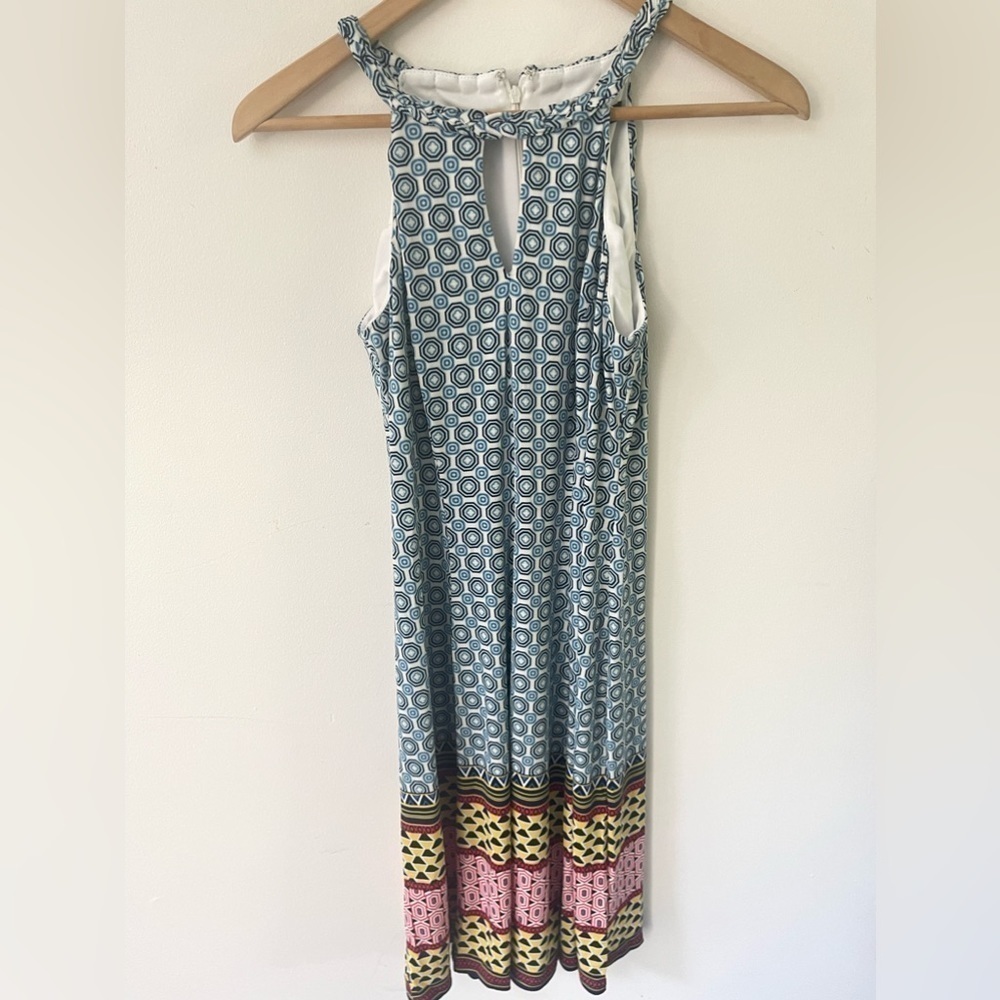 Maggie London Size 4 Geometric Sleeveless Round Neck Sheath Boho Dress
